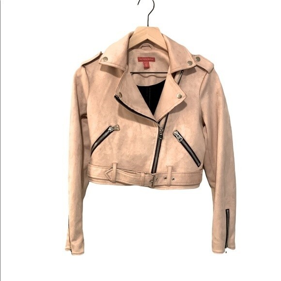 Saks Fifth Avenue Faux Pink Suede Moto Jacket. Size Small. EXCELLENT CONDITION! - Picture 1 of 7